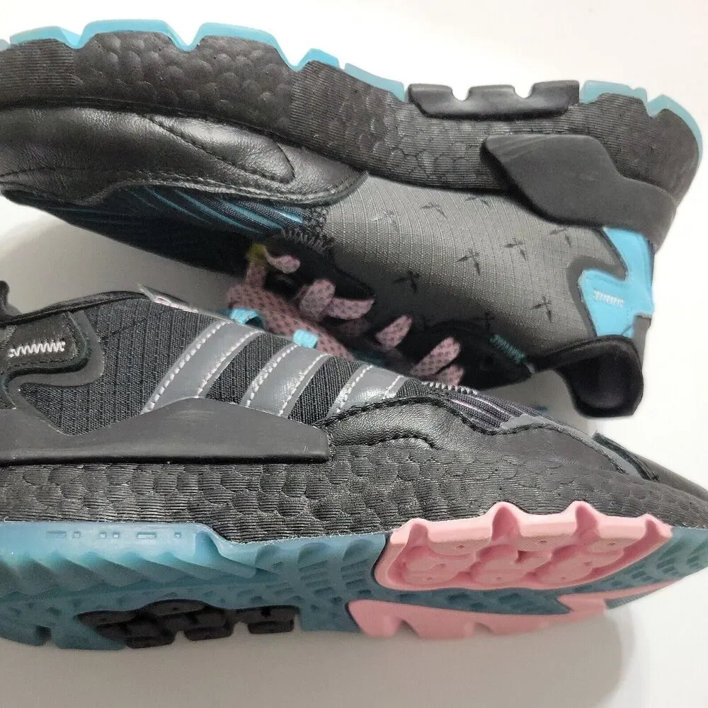 Adidas Ninja Nite Sneakers Girls 5 1/2 Shoes Blue Pink Hightop Gender Reveal 5.5